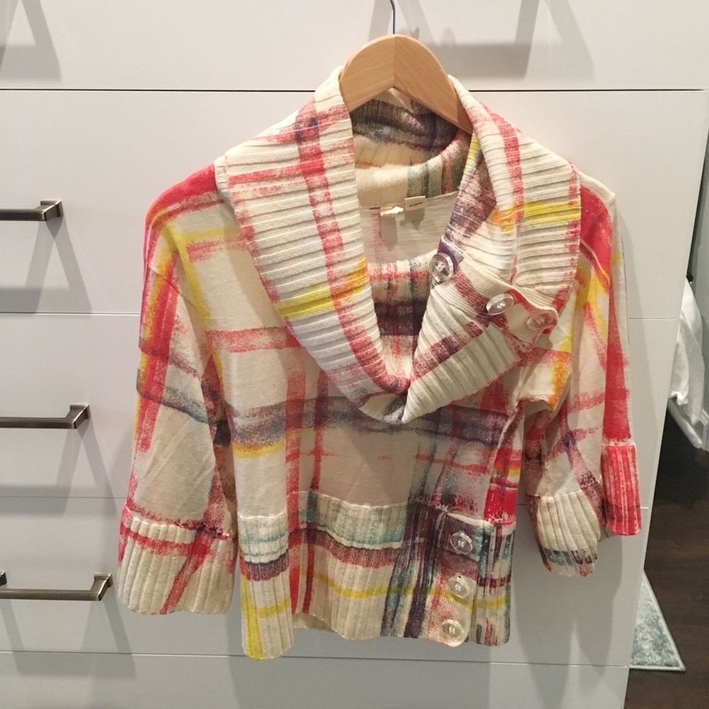 Anthropologie/Moth Cowl Neck Multicolored Sweater